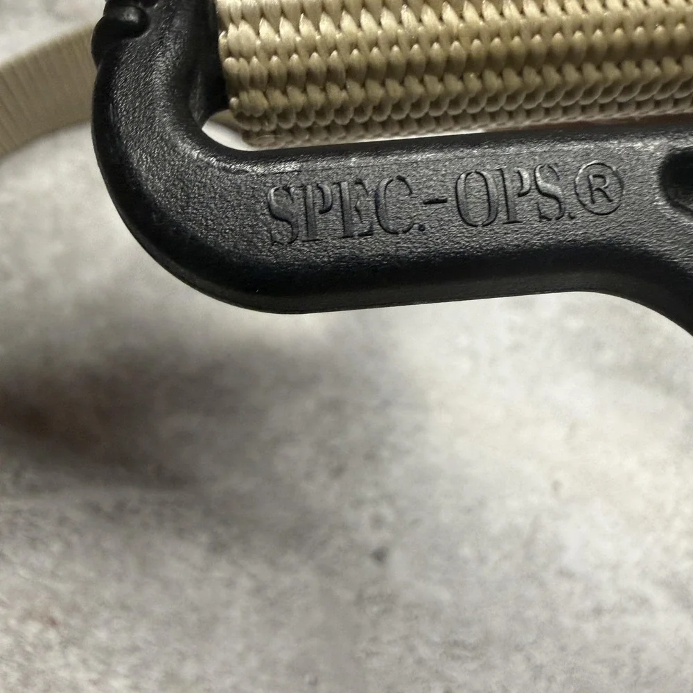 Spec-Ops Brand Adjustable Tactical Waist Strap Belt Tan Nylon Made In USA Hook